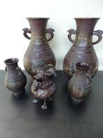 2 Grote, 2 kleine bronzen/messing vazen, japans, Ophalen of Verzenden, Brons