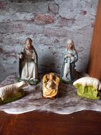 Antieke brocante kerststal Beelden kerst Jozef en Maria, Ophalen of Verzenden