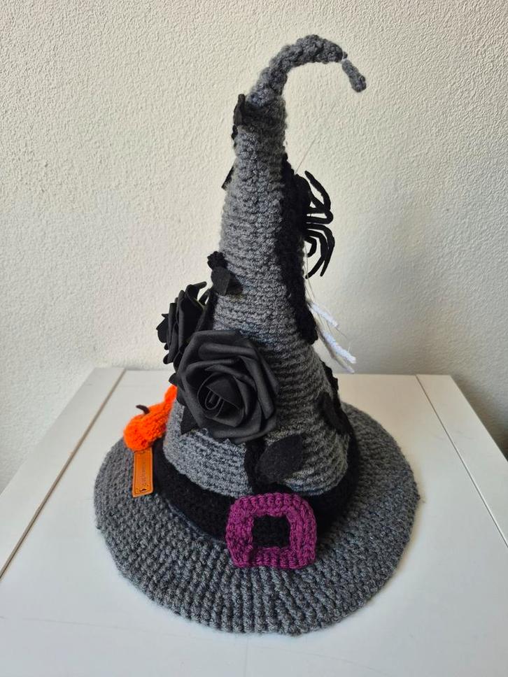 Zelfgehaakte Heksenhoed , Witch hat, Hobby en Vrije tijd, Kostuums, Theaterbenodigdheden en LARP, Nieuw, Overige typen, Ophalen of Verzenden