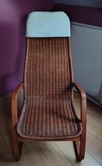 Rotan stoel met hoofdkussen., Ophalen, Bruin, Eén