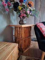 Unieke houten bijzet tafel, Huis en Inrichting, Ophalen, 50 tot 100 cm, Zo goed als nieuw, 25 tot 50 cm