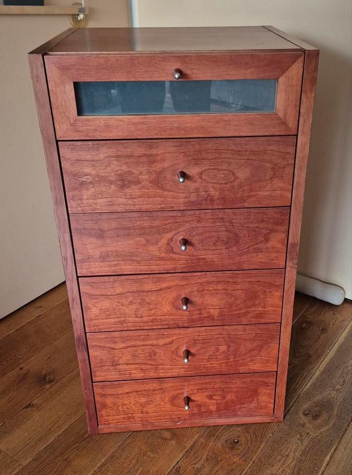 Ladenkast kersenkleur, 6 lades, Nederlands fabrikaat, Huis en Inrichting, Kasten | Dressoirs, Zo goed als nieuw, Minder dan 50 cm