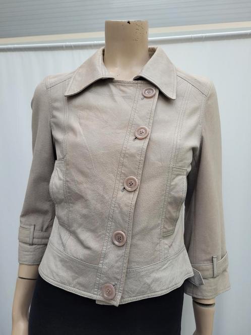 Pellessimo leren jas kort maat 36/38, Kleding | Dames, Jassen | Winter, Zo goed als nieuw, Maat 38/40 (M), Beige, Ophalen of Verzenden