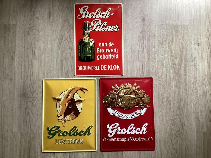 Vintage 3D GROLSCH reclame borden verzameling (geen emaille), Verzamelen, Merken en Reclamevoorwerpen, Zo goed als nieuw, Ophalen of Verzenden