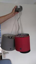 Hanglamp, pendel met 3 snoeren en 3 lampekappen, Huis en Inrichting, Lampen | Hanglampen, Ophalen, Gebruikt, Metaal, 75 cm of meer