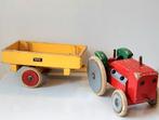 Oude Grote Brio Tractor + Aanhanger Houten Speelgoed Trekker, Verzenden, Gebruikt