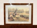 Klassieke Engelse prent Jachttafreel in notenhouten lijst, Ophalen