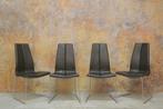 ZGANieuw 4 donkerbruine leren Montis Ivy design stoelen, Vier, Design, Metaal, Bruin