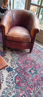 Vintage Chesterfield Schaapleren Engelse Club Fauteuil, Huis en Inrichting, Fauteuils, Ophalen, Gebruikt