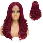 Swiss lace front pruik lang haar in laagjes wijnrood, Verzenden, Nieuw, Pruik of Haarverlenging