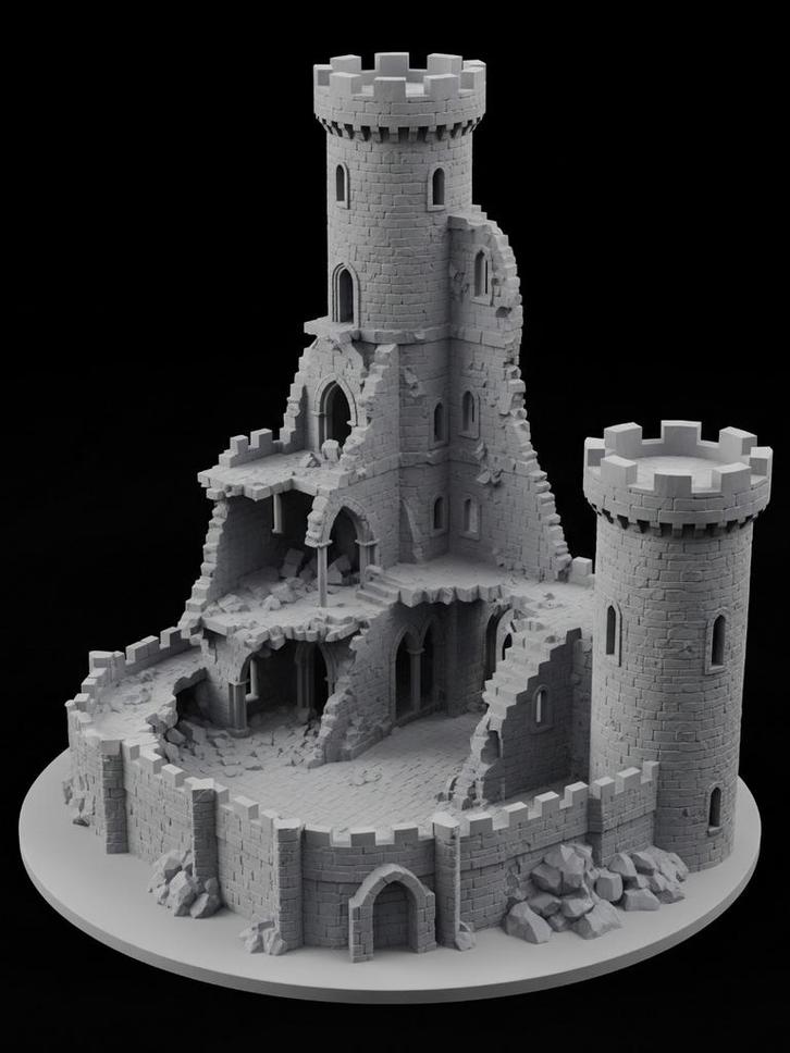 Dungeons & Dragons Ruïne Kasteel Modelbouw, Hobby en Vrije tijd, Modelbouw | Auto's en Voertuigen, Gebruikt, Overige typen, 1:50 of kleiner