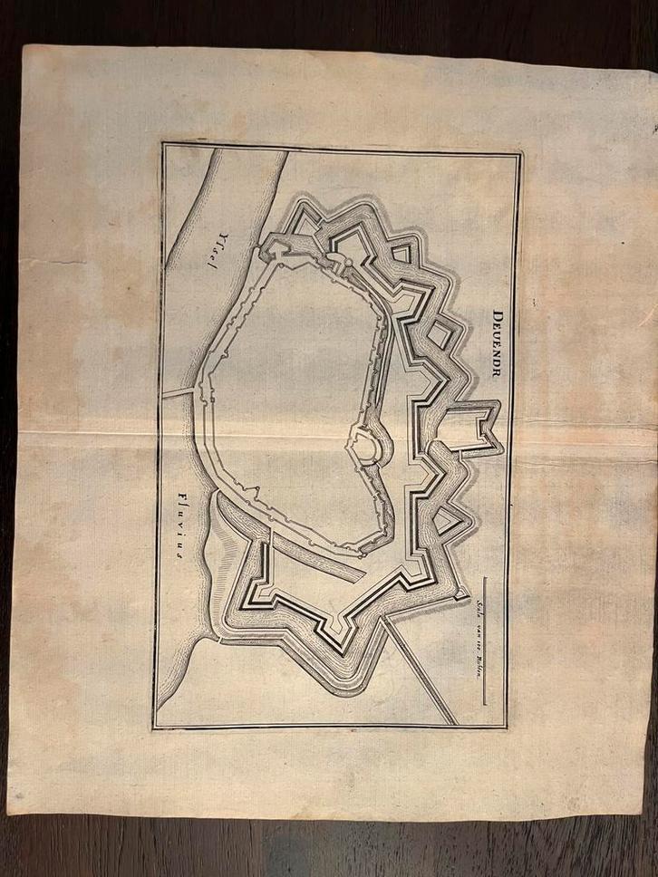 Antieke vestingkaart Deventer – Merian – ca. 1660, Antiek en Kunst, Kunst | Etsen en Gravures, Ophalen of Verzenden