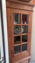Teak houten hoekkast met glas, Ophalen of Verzenden