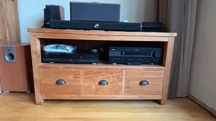 Teak televisie meubel, evt samen met vitrinekast en eettafel, Huis en Inrichting, Kasten | Televisiemeubels, Gebruikt, Minder dan 100 cm