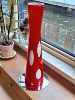 Rode Mondgeblazen Vaas met Witte Stippen, Ophalen of Verzenden, Minder dan 50 cm, Rood, Glas
