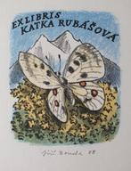 Exlibris / Ex libris J. Bouda, Apollovlinder, Antiek en Kunst, Kunst | Etsen en Gravures, Verzenden
