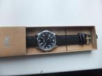 Crown Watch Pilot Horloge Zwart 2x, Ophalen, Nieuw, Leer, Overige merken