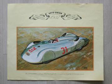 Litho plaat affiche oude auto E. Kuhn 9 stuks 33 x 41,5 cm beschikbaar voor biedingen