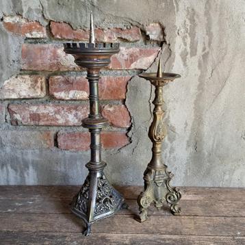 1x Oude brocante koperen kandelaar kerkkandelaar *Etage3* beschikbaar voor biedingen