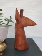 Giraf hoofd hout. Vintage handgesneden giraffe beeld., Ophalen of Verzenden, ., ., .