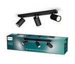 Philips MyLiving 3 spots lampen - zwart - inclusief lampen, Ophalen, Metaal of Aluminium, Zo goed als nieuw, Modern