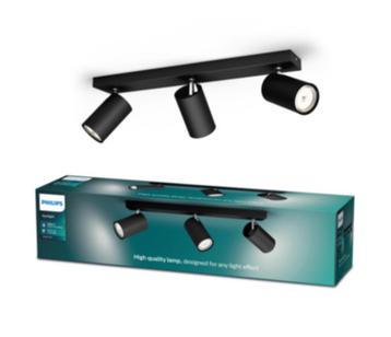 Philips MyLiving 3 spots lampen - zwart - inclusief lampen beschikbaar voor biedingen