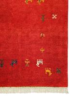 Handmade Wool Gabbeh carpet modern red animals 190x295cm, Persian modern oosters Gabbeh hype, Crème, 150 tot 200 cm, 200 cm of meer