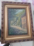 Vintage vol houten lijst met olieverfschilderij op paneel