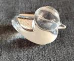 Vintage heldere kristal glas eend 925 zilver beeldje Italië, Antiek en Kunst, Verzenden
