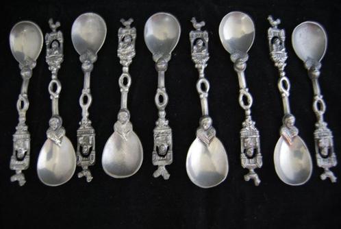 SET VAN NEGEN ANTIEKE TINNEN APOSTEL LEPELS., Antiek en Kunst, Antiek | Tin, Ophalen of Verzenden