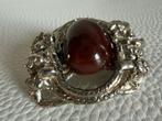 R112/Grote vintage  BRUTALIST Broche met Oranje Steen, Overige materialen, Gebruikt, Verzenden, X