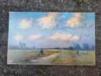 Metaaldetectorist in weiland schilderij, Ophalen of Verzenden