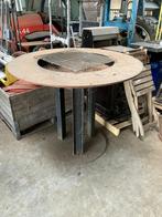 Cortenstaal barbecue ronde plancha-barbecue, Tuin en Terras, Houtskoolbarbecues, Ophalen, Gebruikt