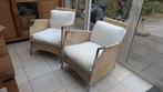 2 Rotan Stoelen en hocker met RVS Poten, Huis en Inrichting, Fauteuils, Ophalen, Gebruikt, Minder dan 75 cm, 50 tot 75 cm