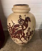 Vintage Vaas Jaren 60 roth lava scheurich vaas met ruiters., Ophalen of Verzenden