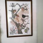 Geborduurd schilderij met diverse vogels, Ophalen, Zo goed als nieuw, Overige typen