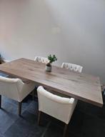 Massief eikenhouten eetkamertafel, Ophalen, Gebruikt, 100 tot 150 cm, Past in elk interieur