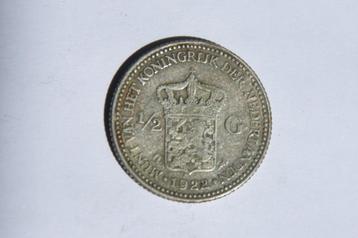Zilveren ½ Gulden Munt 1922 Wilhelmina beschikbaar voor biedingen