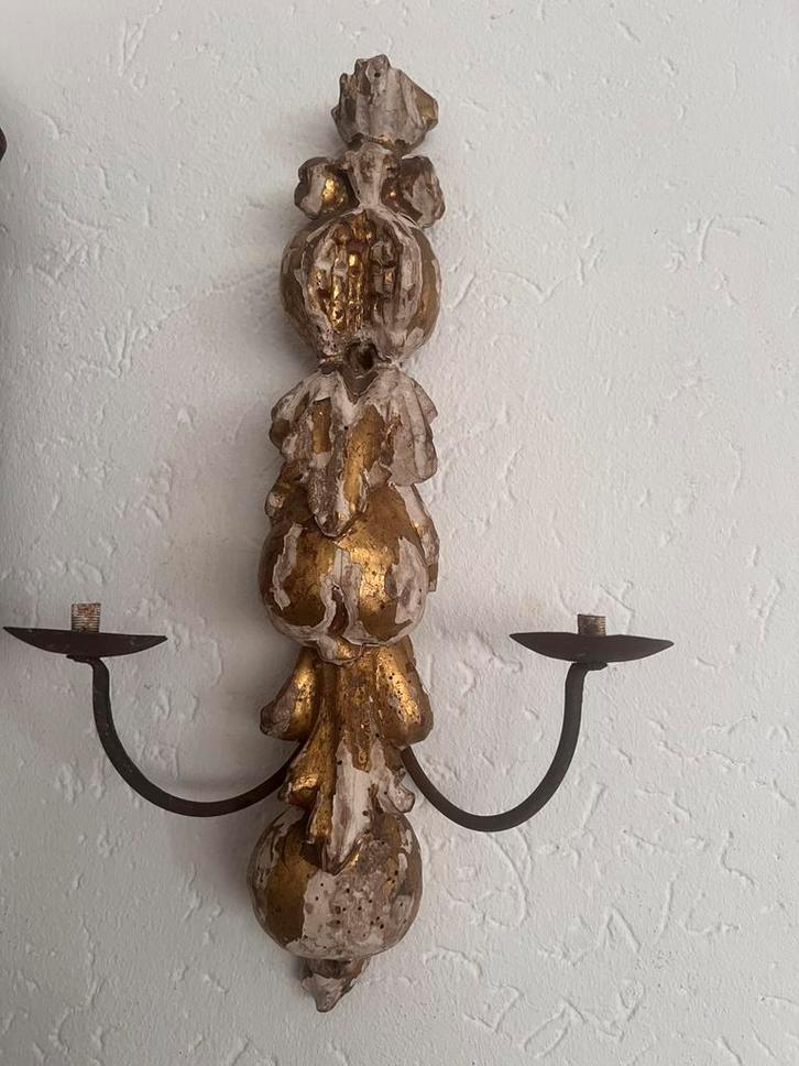 Houten bois dore ornament bladgoud patina, Antiek en Kunst, Antiek | Kandelaars, Ophalen of Verzenden