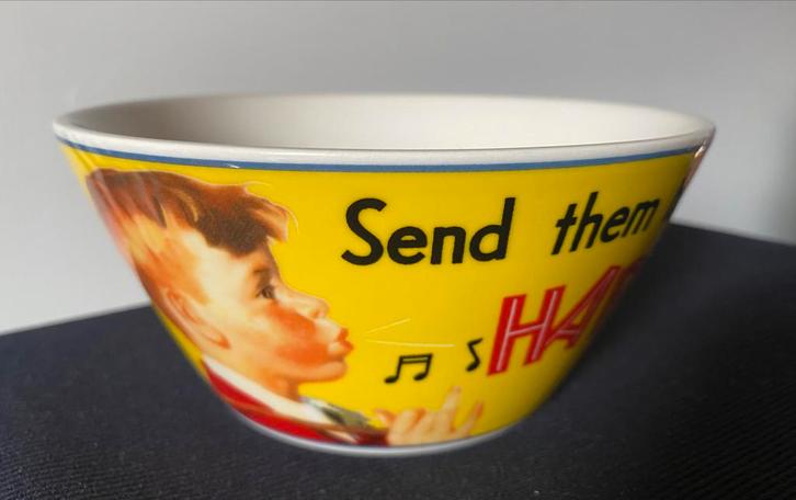 Vintage schaaltje Kellogg’s Corn Flakes/Send them back HAPPY, Huis en Inrichting, Keuken | Servies, Zo goed als nieuw, Schaal of Schalen