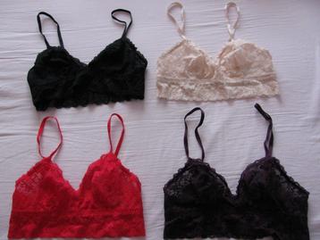 Set van 4 kanten bralettes, maat 36, H&M, z.g.a.n. beschikbaar voor biedingen