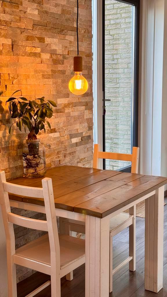 Landelijke eethoek: tafel + 2 stoelen, Huis en Inrichting, Tafels | Eettafels, Gebruikt, 50 tot 100 cm, 50 tot 100 cm, tot twee personen