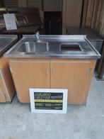 spoeltafel rvs werkblad met spoelbak en afval opening 110x75, Huis en Inrichting, Keuken | Keukenelementen, Ophalen, Gebruikt