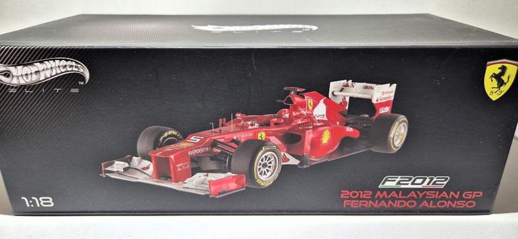 F1 Ferrari F2012 Elite Fernando Alonso Malaysian GP 1/18, Hobby en Vrije tijd, Modelauto's | 1:18, Zo goed als nieuw, Auto, Hot Wheels