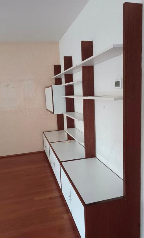 Vintage jaren 70 wengé met wit modulaire wandkast, Huis en Inrichting, Kasten | Wandmeubels, Gebruikt, 150 tot 200 cm, 200 tot 250 cm
