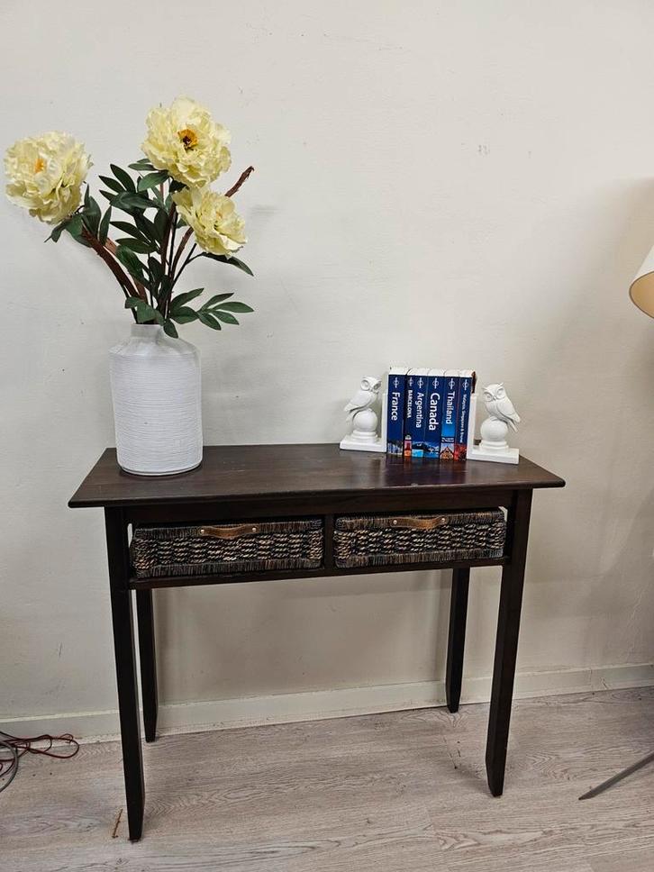 Bijzet houten tafel, Huis en Inrichting, Tafels | Sidetables, Zo goed als nieuw, 25 tot 50 cm, Rechthoekig, Ophalen