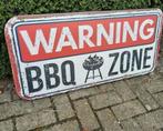 Groot Reclamebord Warning Barbeque Zone 100x50, Ophalen of Verzenden, Nieuw, Reclamebord