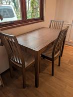 Uitschuifbare eettafel met 4 stoelen, Huis en Inrichting, Tafels | Eettafels, Ophalen, Gebruikt, 50 tot 100 cm, 50 tot 100 cm
