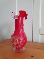 Glas Murano vaasje geblazen rood geschulpte rand glass art, Antiek en Kunst, Ophalen of Verzenden