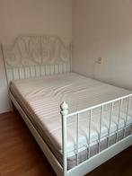 IKEA Leirvik bed 140x200 met matras en topper, Ophalen, Gebruikt, Wit, 140 cm